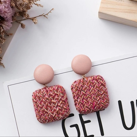 Jewelry - MOD Pink Braided Drop Earrings
